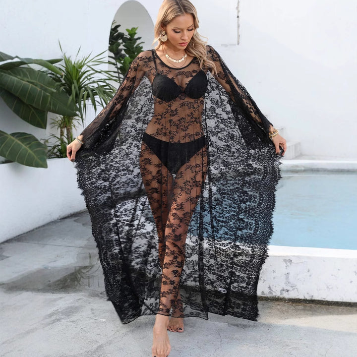 Damen transparenter Häkel-Kaftan Drune