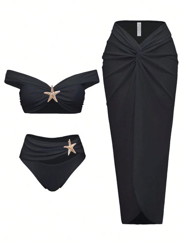 Damen Elegantes Bikiniset mit Wickelrock Drune