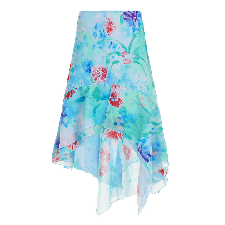 Damen Wickelrock mit floralem Design und voluminösem Rüschenabschluss Drune