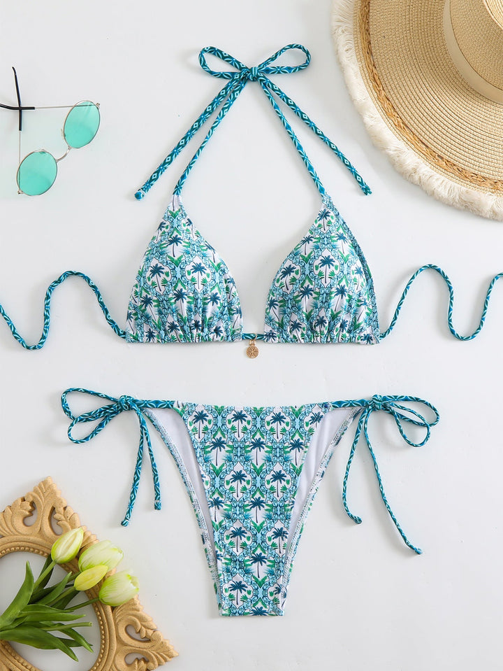 Damen Triangel-Bikini-Set mit verspieltem Blumenmuster Drune