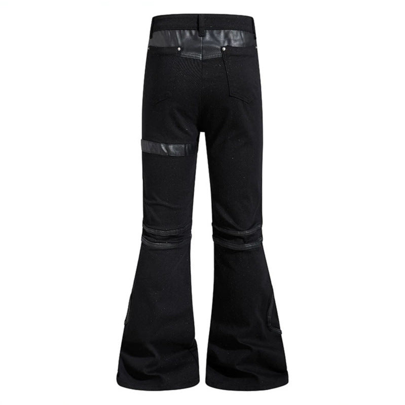 Damen ausgestellte Culotte-Hose mit Biker‑Nähten, hohem Bund und Patchwork‑Einsätzen Drune