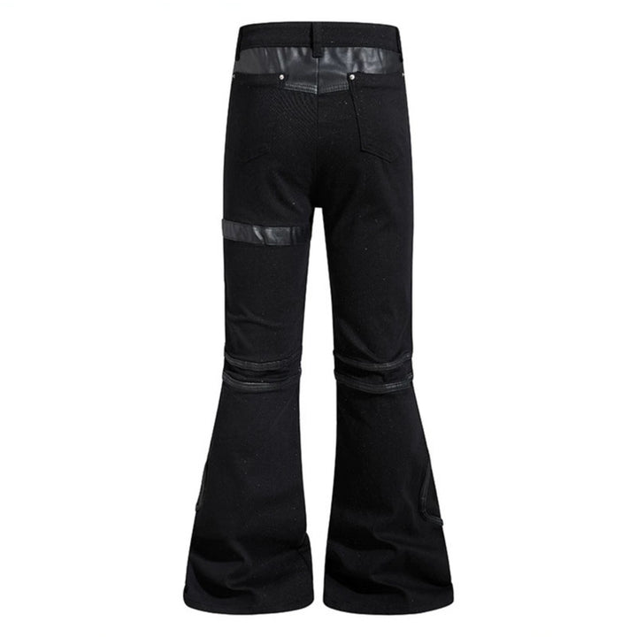 Damen ausgestellte Culotte-Hose mit Biker‑Nähten, hohem Bund und Patchwork‑Einsätzen Drune