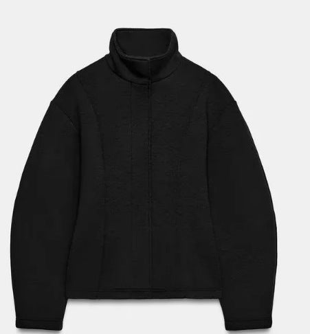 Damen Kurz geschnittene Boxy‑Fleecejacke mit Stehkragen, vertikalen Strukturnähten und verdecktem Reißverschluss Drune