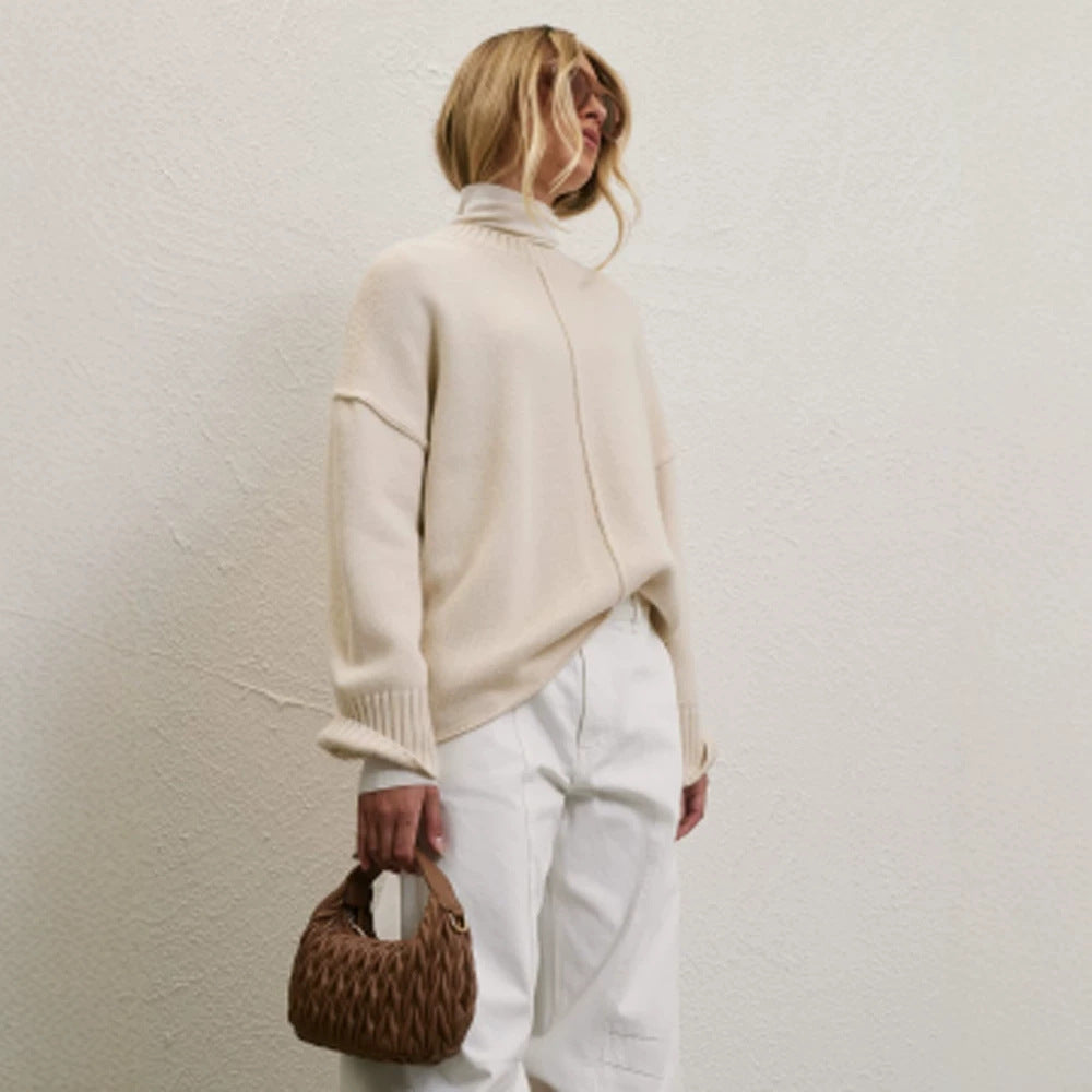 Damen Oversized Rollkragenpullover mit verdeckter Mittelnaht Drune