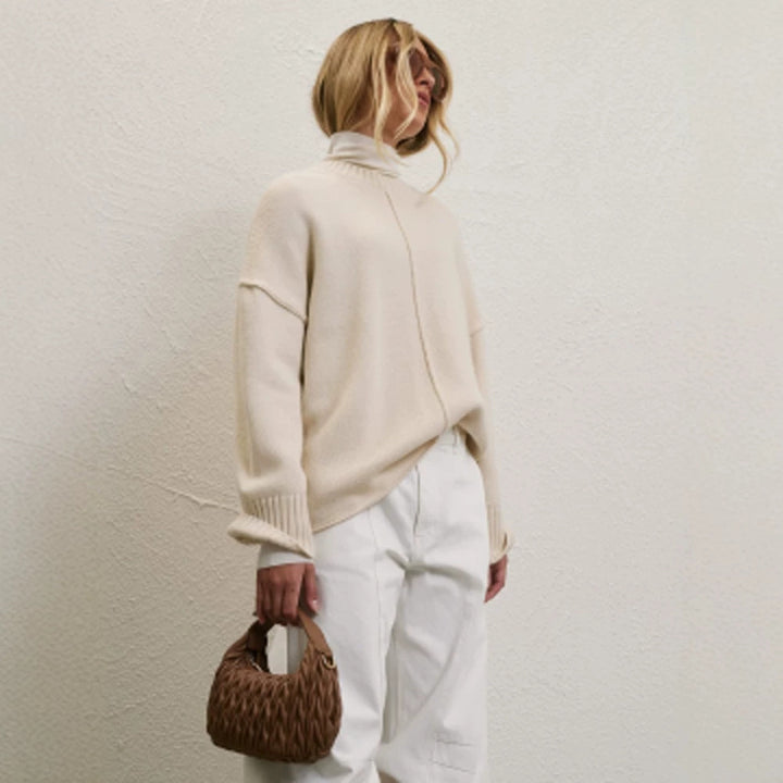 Damen Oversized Rollkragenpullover mit verdeckter Mittelnaht Drune