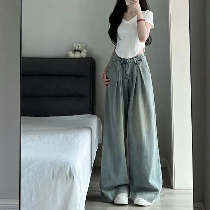 Damen Weit geschnittene Hochtaillen-Jeans Drune