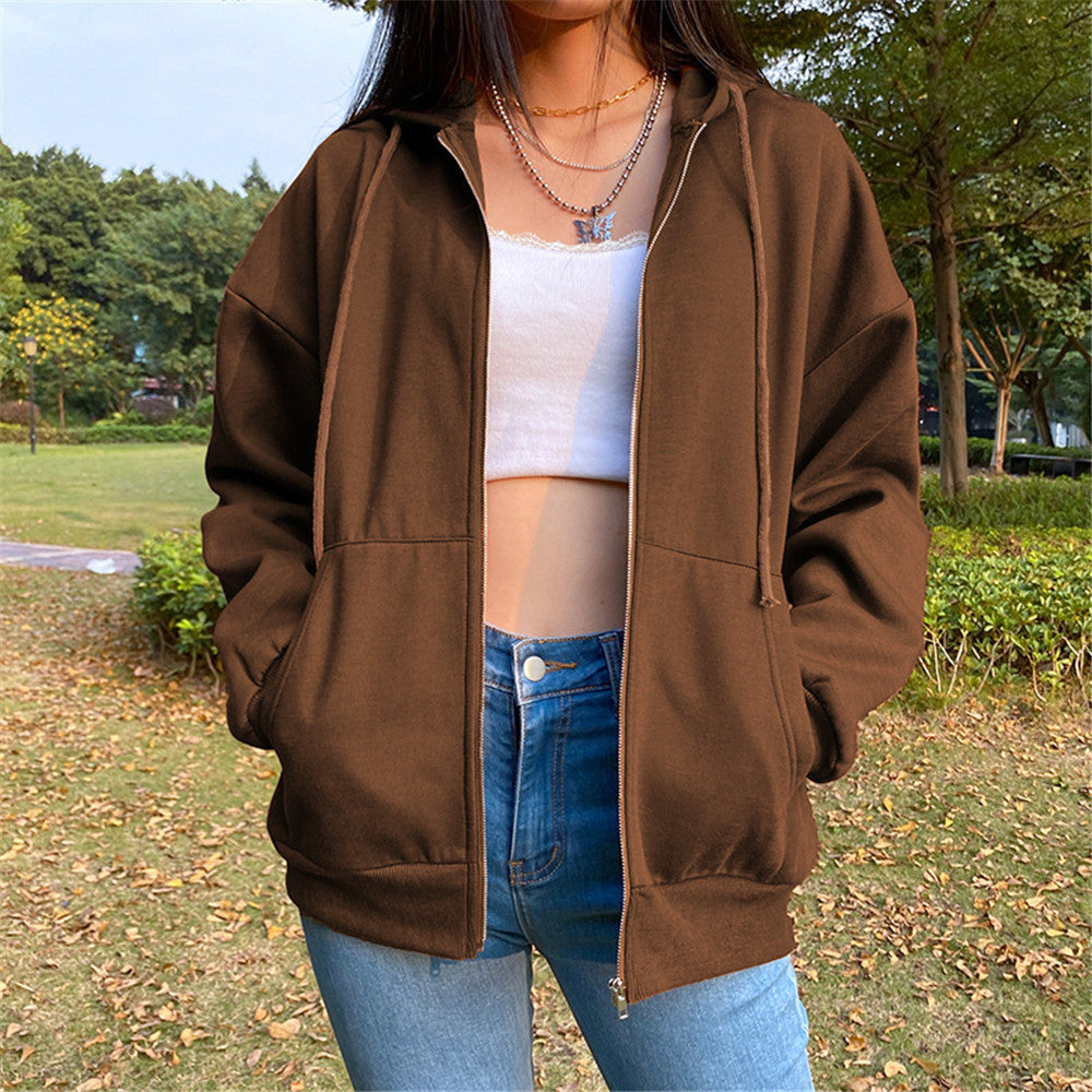 Damen lässiger Kapuzenpullover mit Reißverschluss Drune