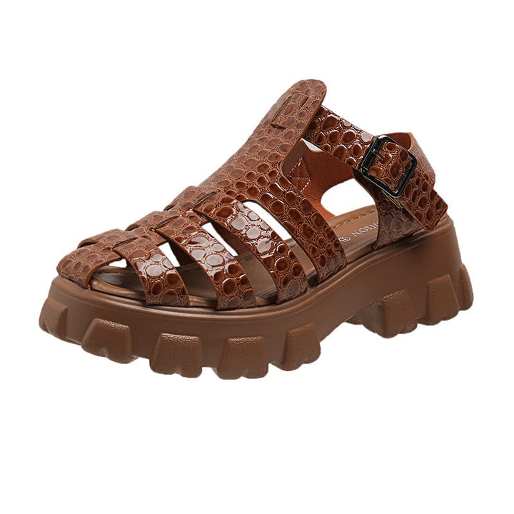 Damen Plateau-Sandalen mit trendigem Riemendesign und stabiler Gummisohle Drune