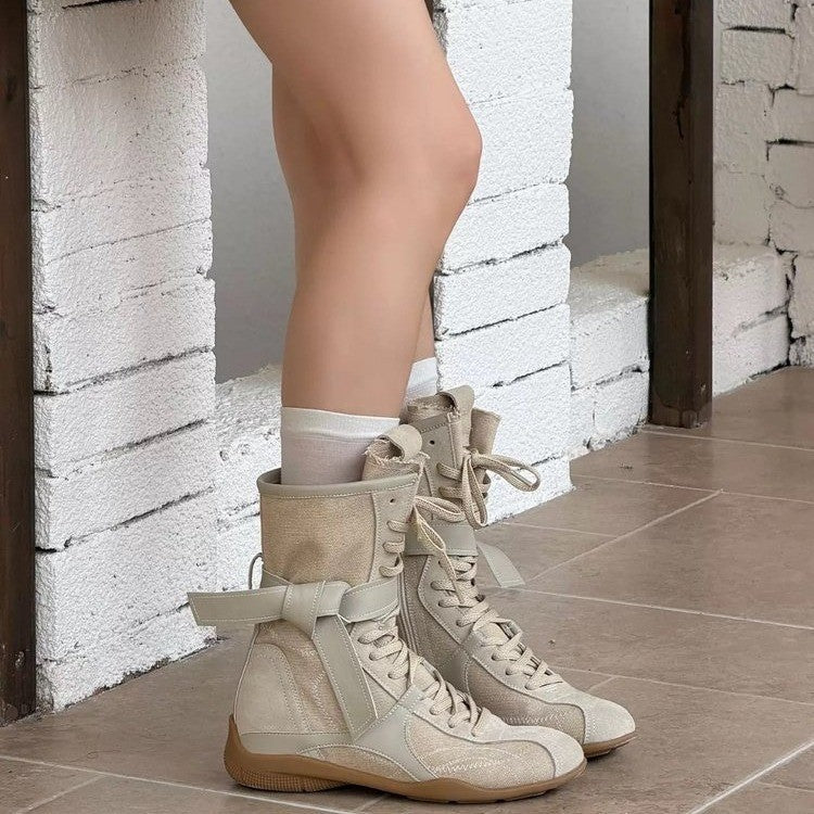 Damen Modische und Bequeme Schnürstiefel Drune