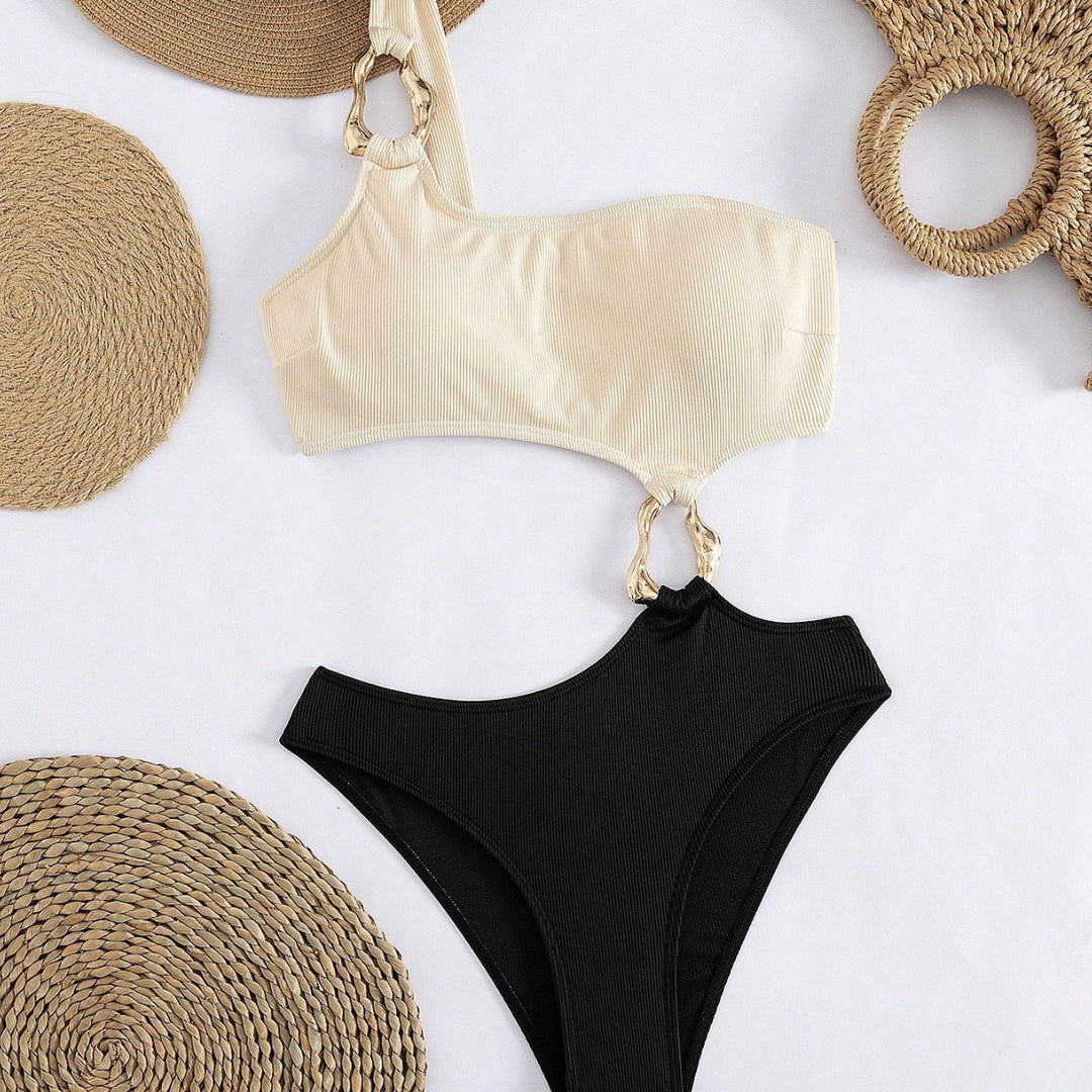 Damen Einseitiger Bikini mit modischem Ringdetail Drune