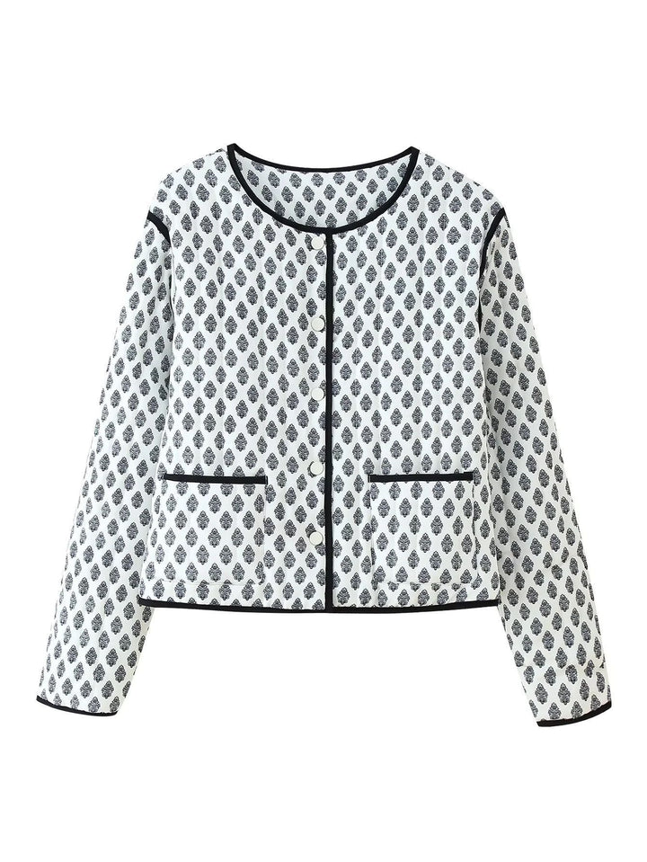 Damen modische kurz geschnittene Jacke mit kontrastierenden Paspeln und praktischen Taschen Drune