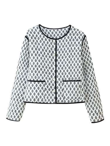 Damen modische kurz geschnittene Jacke mit kontrastierenden Paspeln und praktischen Taschen Drune