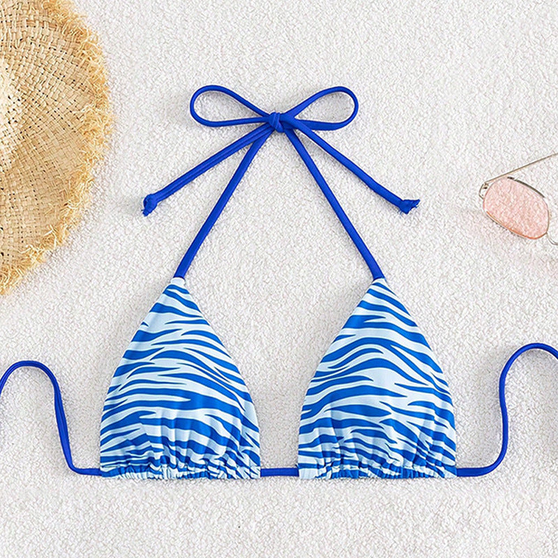Damen Triangel-Bikini mit verspieltem Wellenmuster Drune