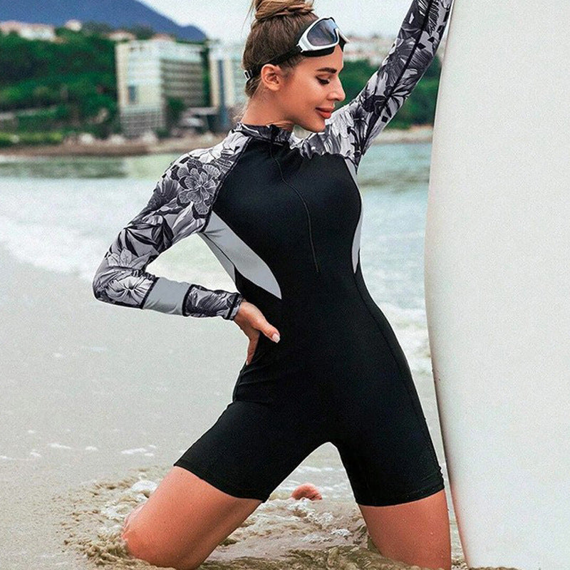 Damen Surfanzug mit langen Ärmeln und floralem Design Drune