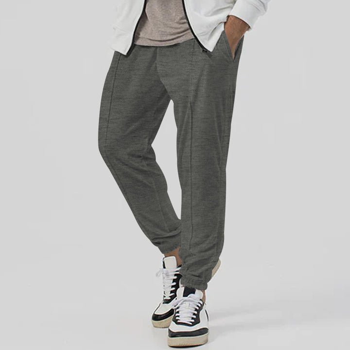 Herren Tapered-Jogginghose im Leinenlook mit Bügelfalte und Bündchen Drune