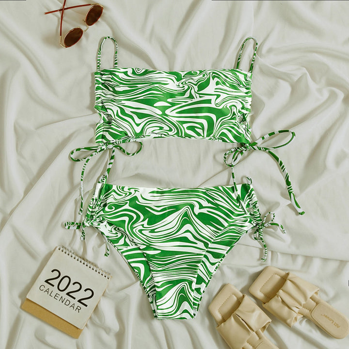 Damen Bandeau-Bikini-Set mit Stilvollem Rüschendesign Drune
