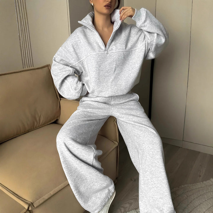 Damen cropped Sportanzug mit hohem Kragen und schmalem Reißverschluss Drune