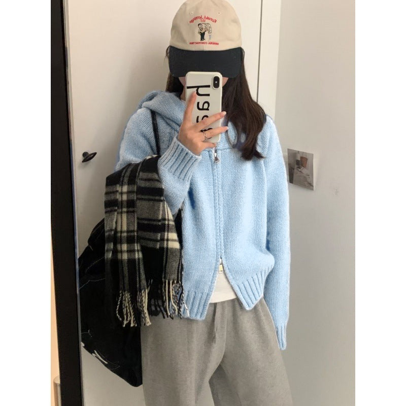 Damen Kuscheliger Hoodie-Cardigan mit Reißverschluss und großen Taschen Drune