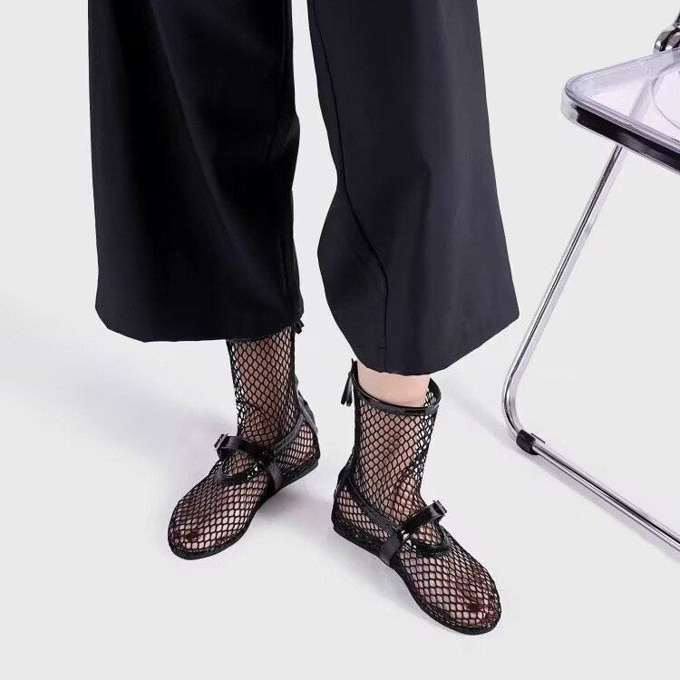 Damen Netzstiefeletten mit modischen Akzenten und komfortablem Futter Drune