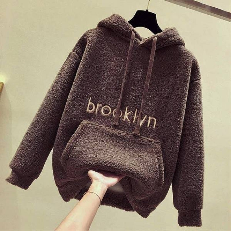 Damen kuscheliger Hoodie mit bequemer Passform und lässigem Schriftzug Drune