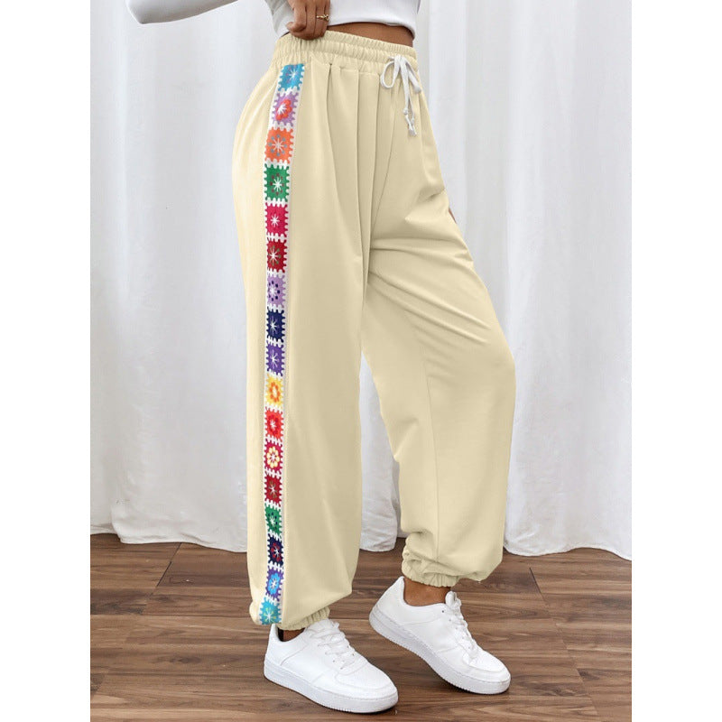 Damen Sportliche Freizeithose mit buntem Streifen Drune