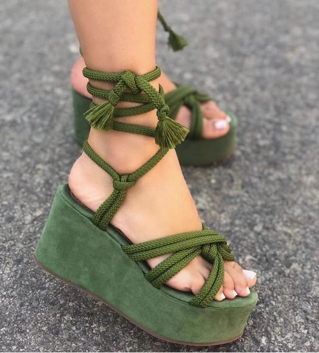 Damen Plateau-Sandalen mit geflochtenem Riemendesign Drune