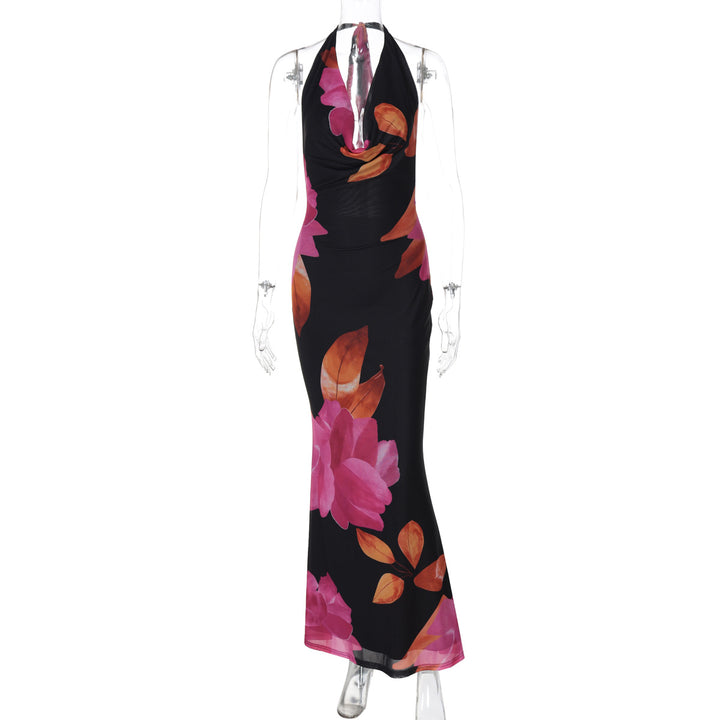 Damen Elegantes Maxikleid mit kunstvollem Blumenmuster Drune