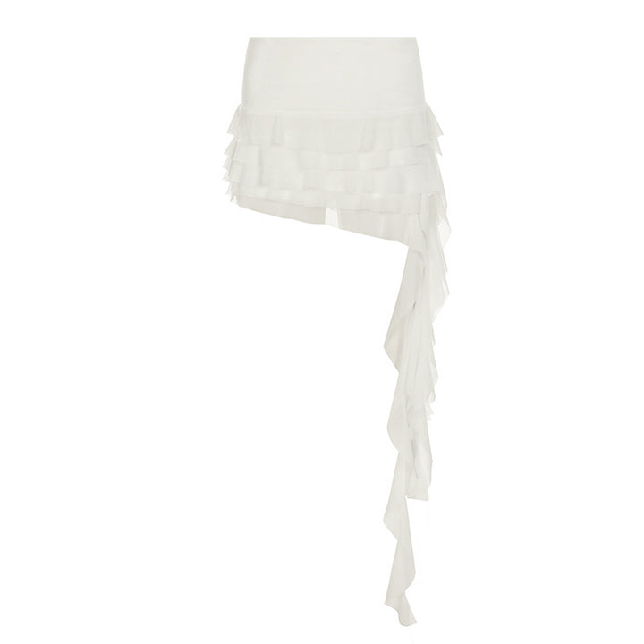 Damen Eleganter asymmetrischer Spitzenspaltröckchen Drune