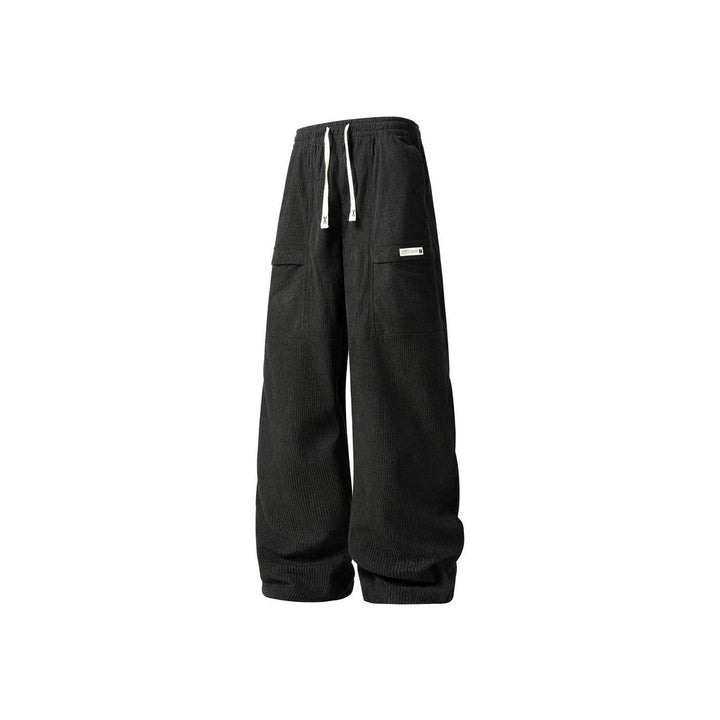 Herren Weite Cord-Cargohose mit Tunnelzugbund, Klapptaschen & gerippter Struktur Drune