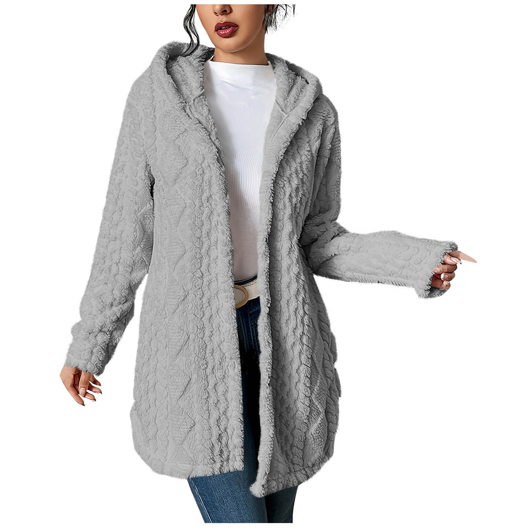 Damen Kuschelige Cardiganjacke mit Kapuze aus weichem Fleece Drune
