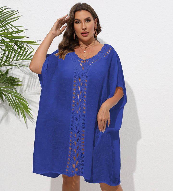 Damen Luftiger Strandkimono mit dekorativer Häkelspitze Drune