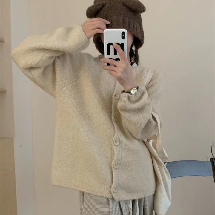 Damen Gemütlicher Cardigan mit Knopfdetails und weitem Schnitt Drune