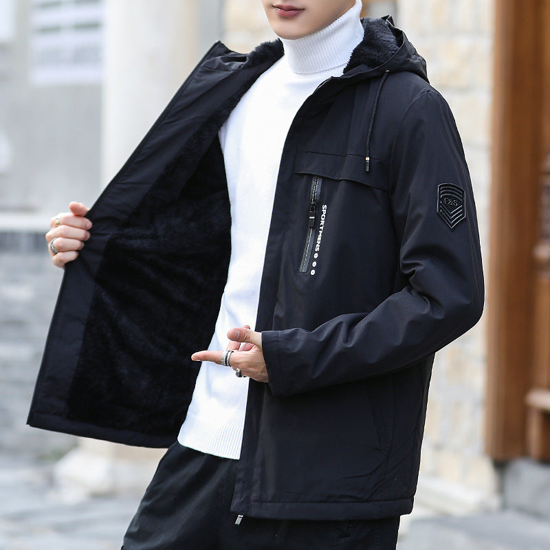 Herren Urbaner Softshell-Parka mit Teddyfleece-Innenfutter, verdecktem Reißverschluss und Brusttasche Drune