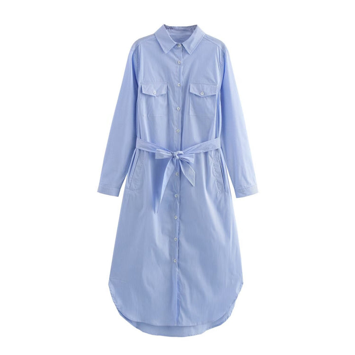 Damen Hemdblusenkleid mit verstellbarem Gürtel Drune