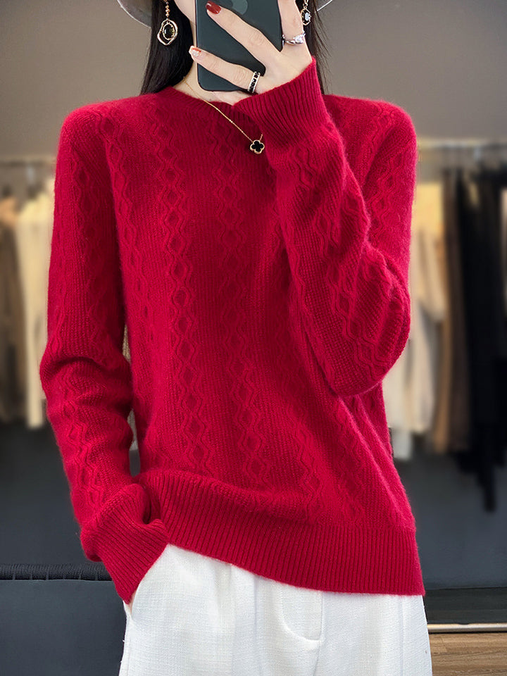 Damen Zopfmuster-Feinstrickpullover mit feiner Struktur und kastiger Silhouette Drune