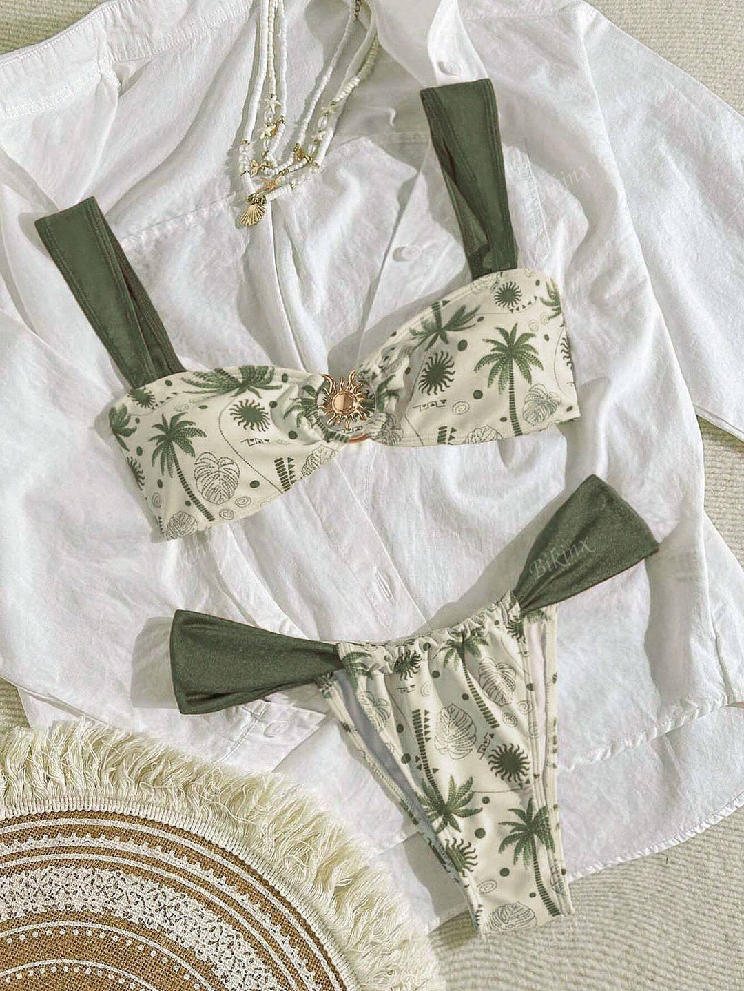 Damen Eleganter Bandeau-Bikini mit hohem Beinausschnitt Drune