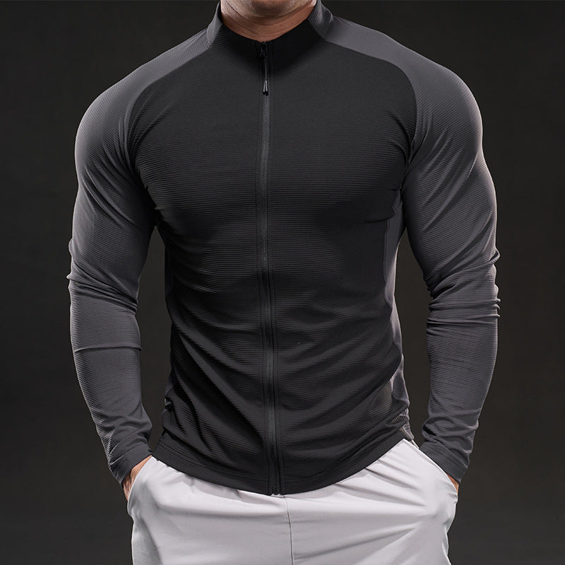 Herren Slim‑Fit Performance‑Trainingsshirt mit durchgehendem Reißverschluss und Raglanärmeln Drune