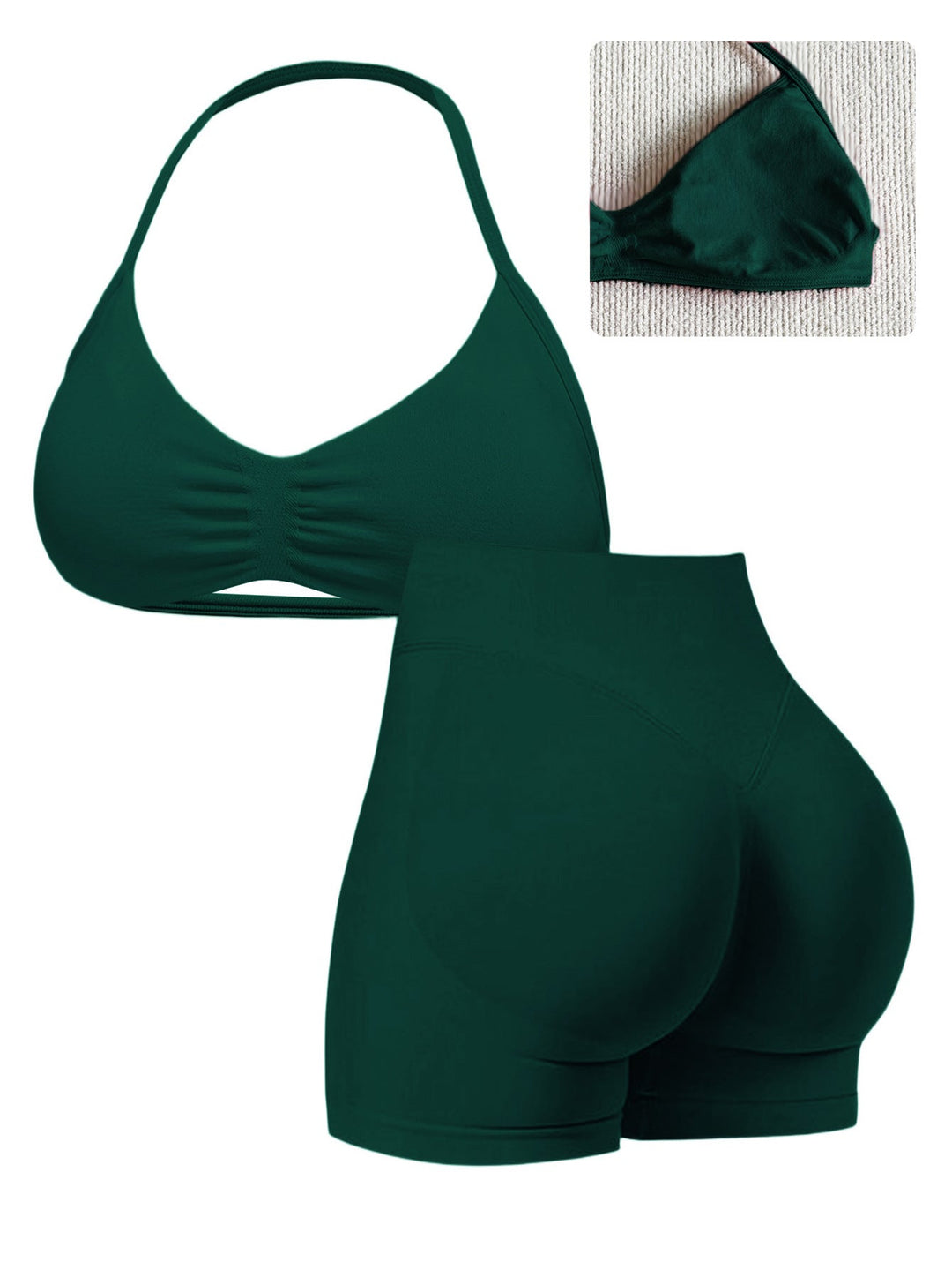 Damen Sport-Bikini-Oberteil mit hoch geschnittenen Shorts und nahtlosem Design Drune