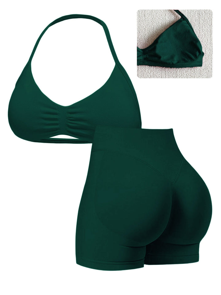 Damen Sport-Bikini-Oberteil mit hoch geschnittenen Shorts und nahtlosem Design Drune