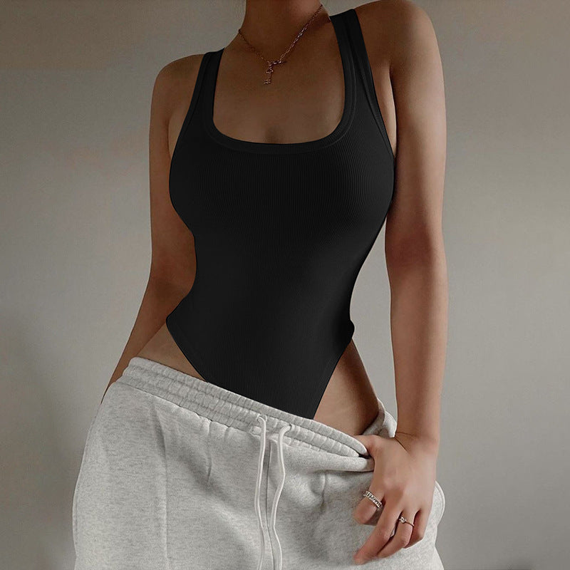 Damen hochgeschnittenes Body aus Rippenjersey mit breiten Trägern Drune