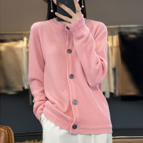 Damen Strukturierter Feinstrick-Cardigan mit kaschmirähnlicher Haptik, durchgehender Knopfleiste und kastiger Oversize‑Passform Drune