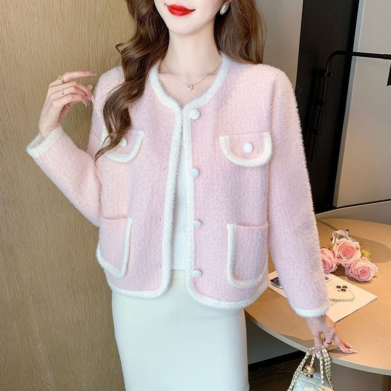 Damen Weicher Bouclé-Cardigan mit Taschen Drune