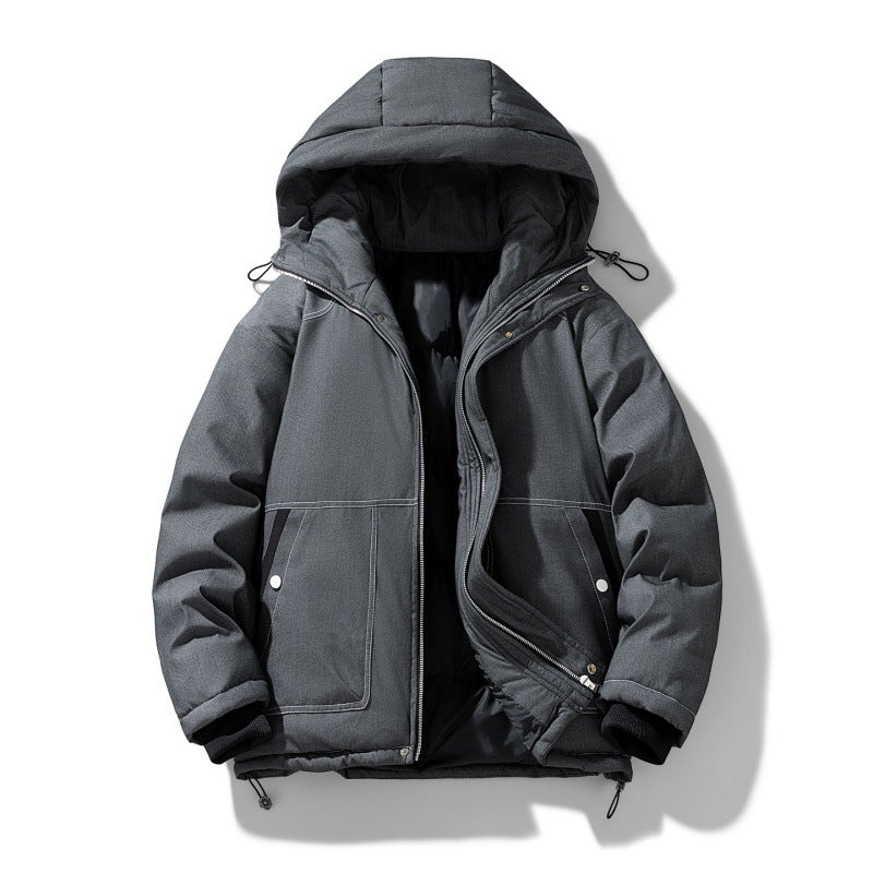 Herren urbaner Kapuzen-Insulated Overshirt mit gesteppter Thermofüllung und Kontrastnähten Drune