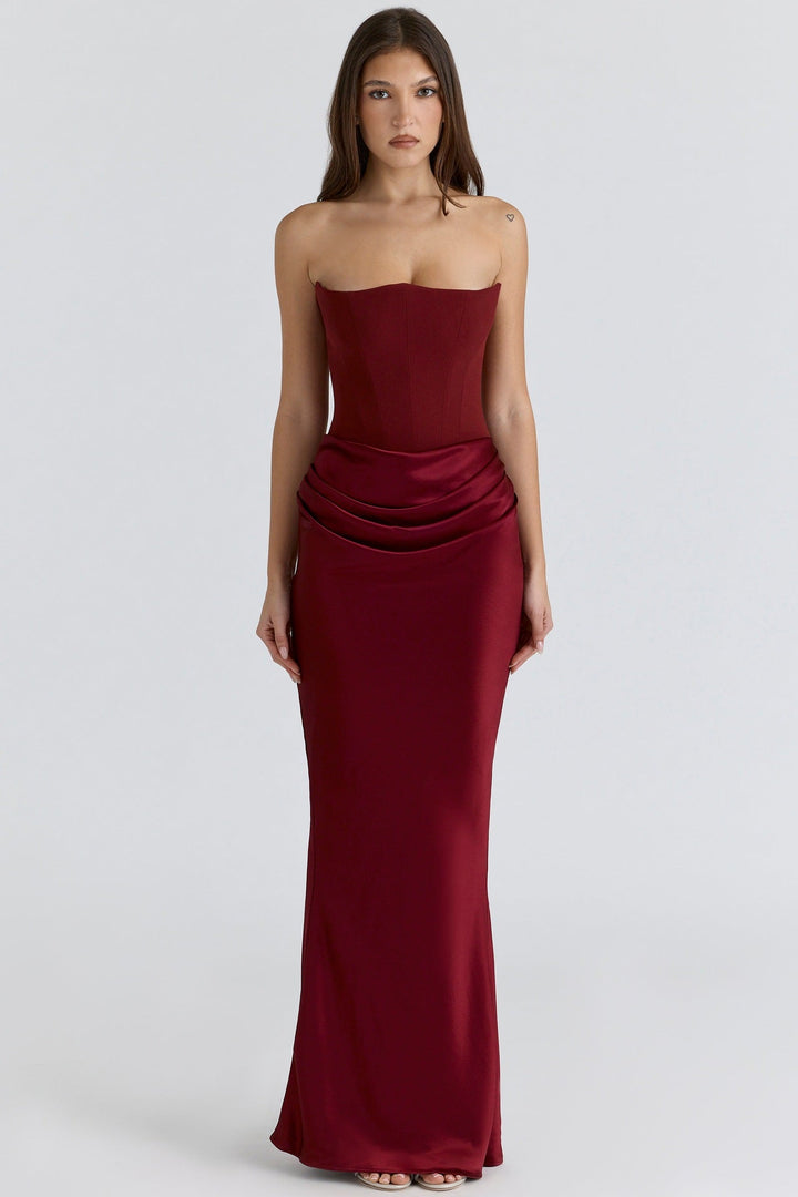 Damen Elegantes Abendkleid mit Herz-Ausschnitt und schimmerndem Oberteil Drune