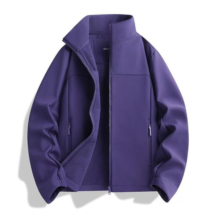 Unisex leichte Softshell-Jacke mit Fleece-Innenfutter, Stehkragen und Reißverschlusstaschen Drune