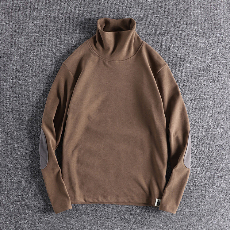 Herren Stehkragenpullover aus hochwertigem Fleece mit kontrastierenden Ellbogenpatches Drune