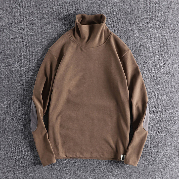 Herren Stehkragenpullover aus hochwertigem Fleece mit kontrastierenden Ellbogenpatches Drune