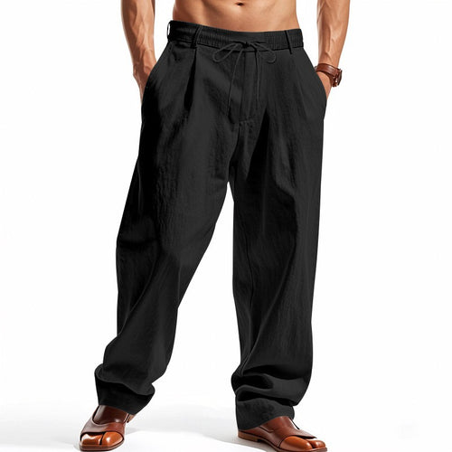 Herren elegante und lockere Freizeithose mit elastischem Bund und praktischen Taschen Drune
