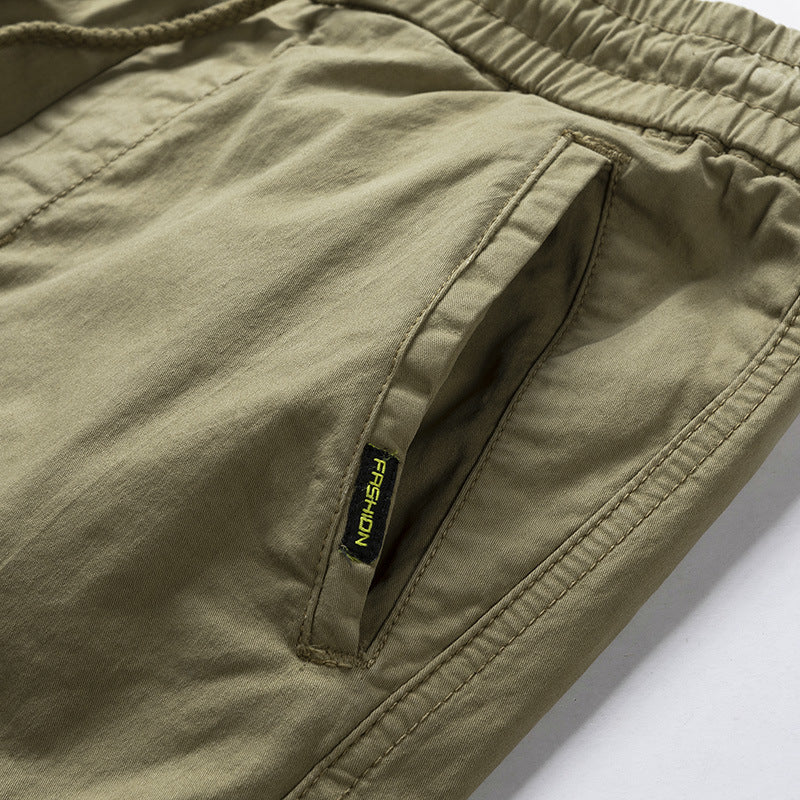 Herren Stretch-Canvas Cargo-Jogger mit elastischem Bund, Multifach-Taschen und Kordelzug Drune