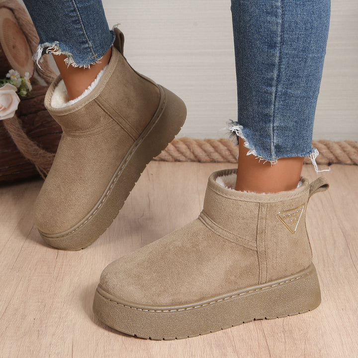 Damen Gefütterte Plateau‑Stiefeletten aus Wildlederoptik mit Teddyfutter Drune